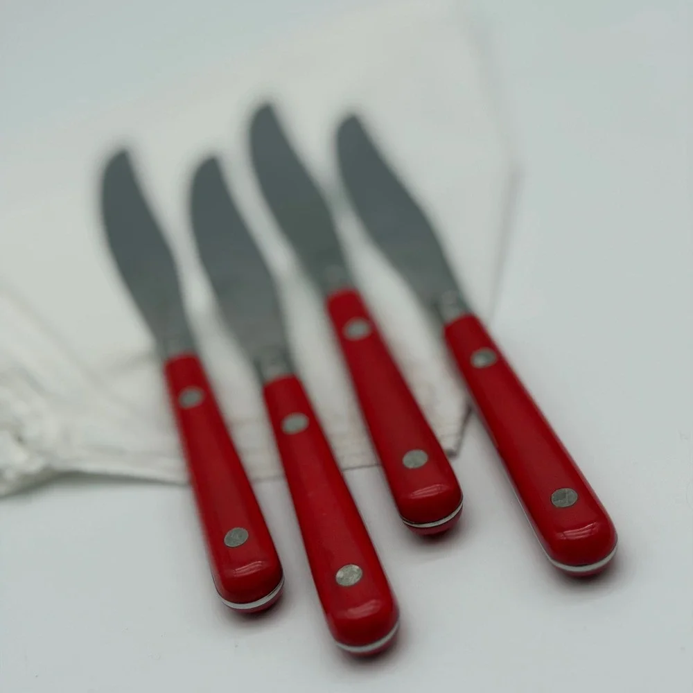 Washington Forge Mardi Gras Red Knives Set of 4 Stainless Steel Korea Rivets